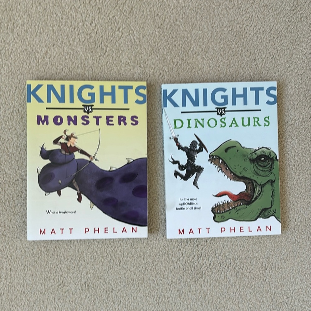 Knight vs monsters, and Knight vs dinosaurs  youth paper back chapter books